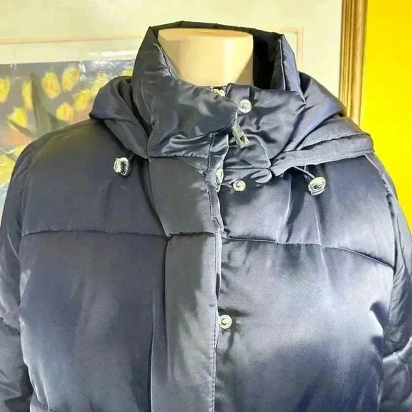 Guess Womens Navy Blue Puffer Hooded Jacket - Picture 9 of 16